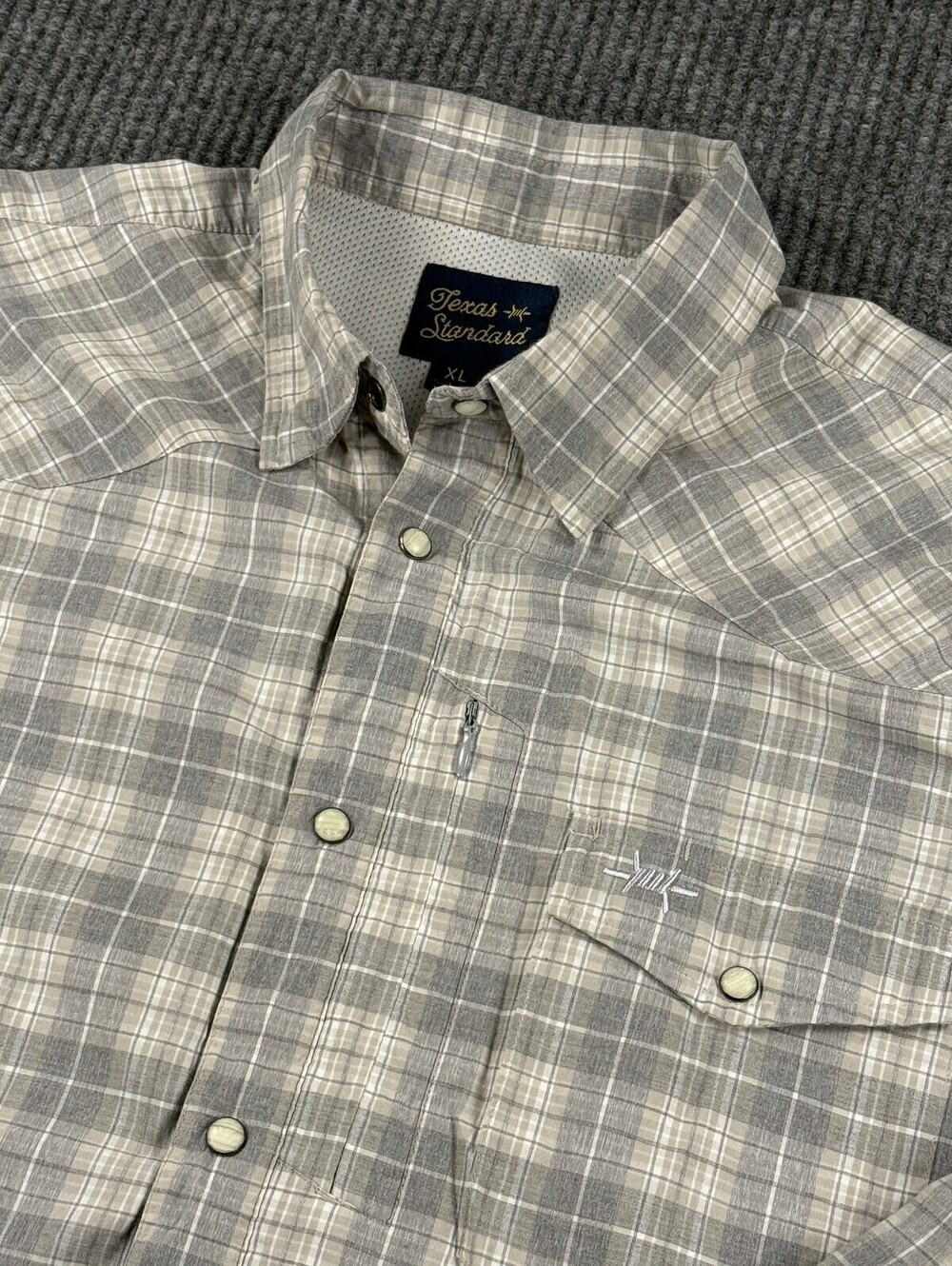 Texas Standard Pearl Snap Western Shirt Mens XL Long Sleeve Vented Gray Plaid